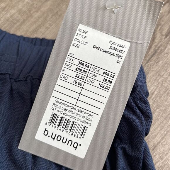 B. Young Hyra Pleated Pants-BLUE-36 - Picture 2 of 2